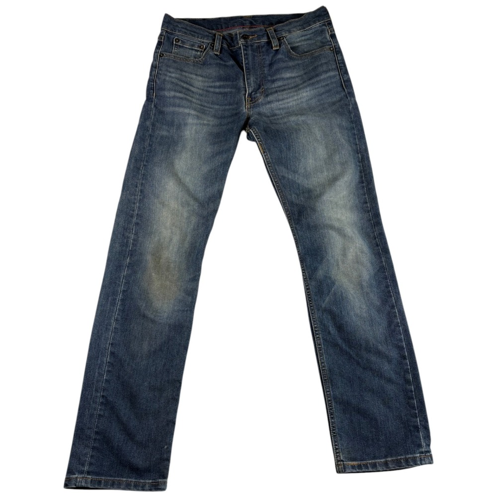 Levi's 513 Slim Fit Jeans Mens 30x30 Blue Whiskering Denim Black Label Straight‎